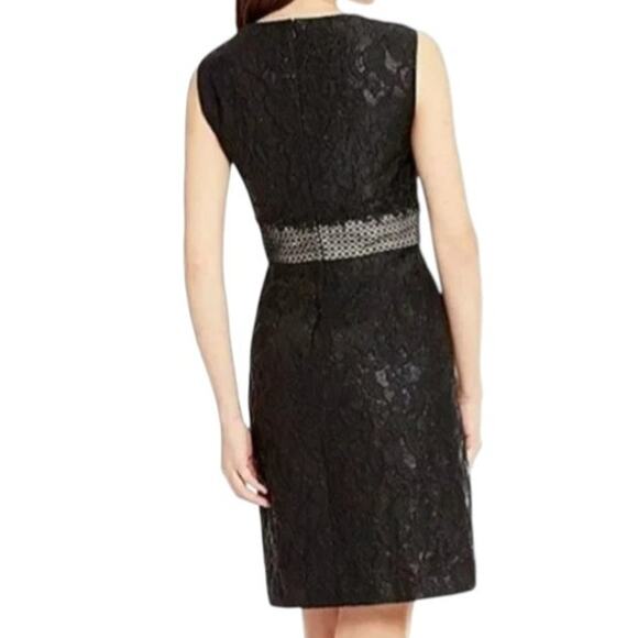 NWT Antonio Melani Size 12 Edna Dress A-Line Sleeveless Metallic Black Lace - Picture 2 of 16